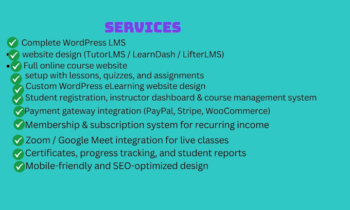 create wordpress lms website or customizetion existing