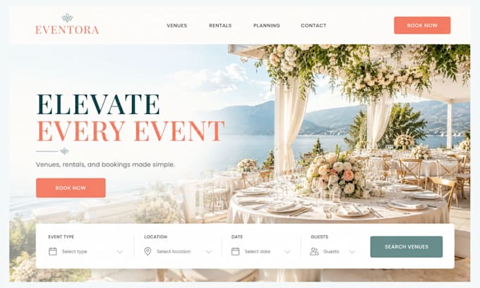 build event venue listing website equipment rental website with jet booking