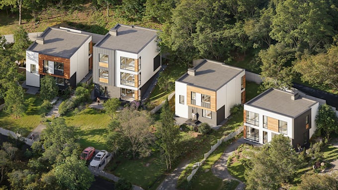 renovate 3d townhouse,estate buildings, landscape, exterior,basement park render