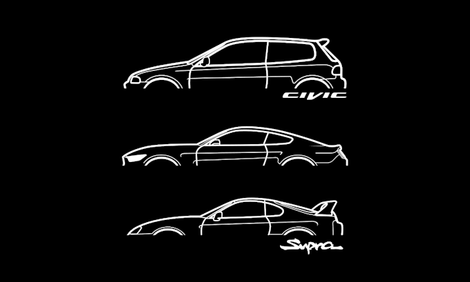 draw vector silhouette illustration your car