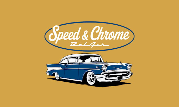 draw classic american car ilustration
