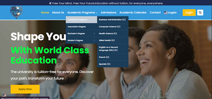 build professional educational school, college, academy university website