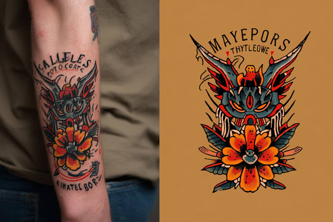 create a traditional or neotraditional custom tattoo design or illustration