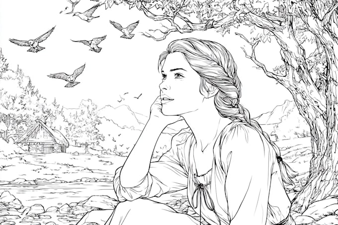 draw unique digital coloring book pages for children