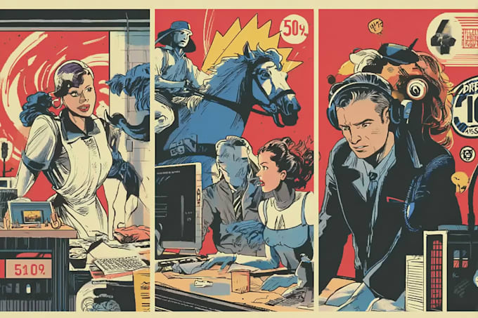 draw a retro vintage comic illustration