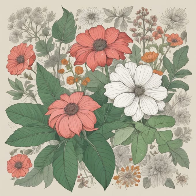 design vector botanical illustrations of flowers