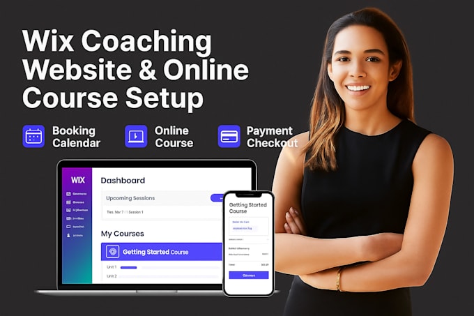design wix coaching website with online course, booking and payment setup