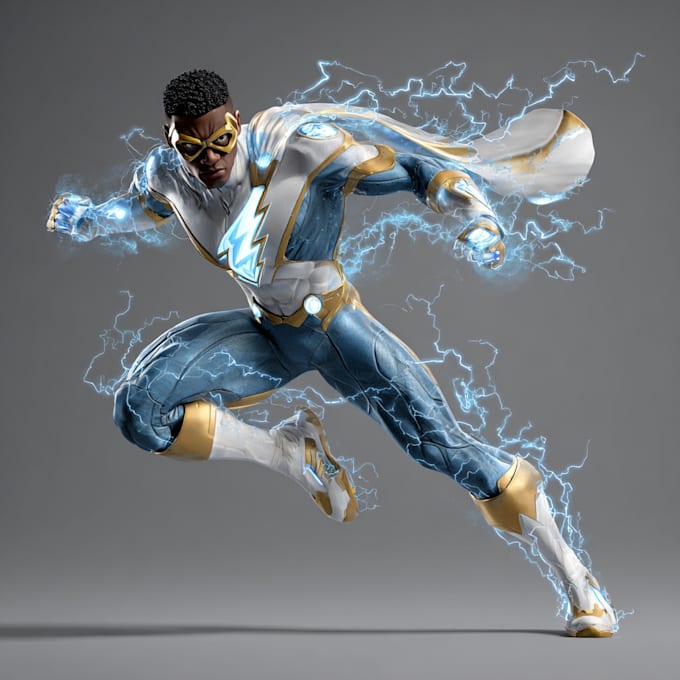 drawing custom superhero character in action