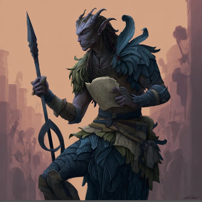 draw a fantasy character for dnd, pathfinder, etc