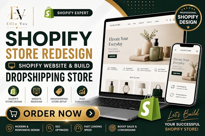 design shopify store, shopify website and dropshipping store