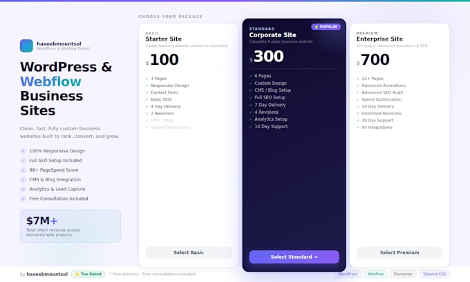 design a wordpress or webflow business website for your company