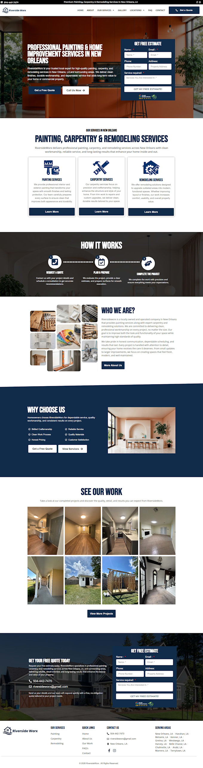 do carpet cleaning, painting, junk removal landscaping and tree services website