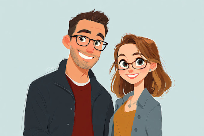 draw cartoon disney couple portrait
