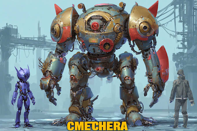 draw amazing character mecha robot illustration