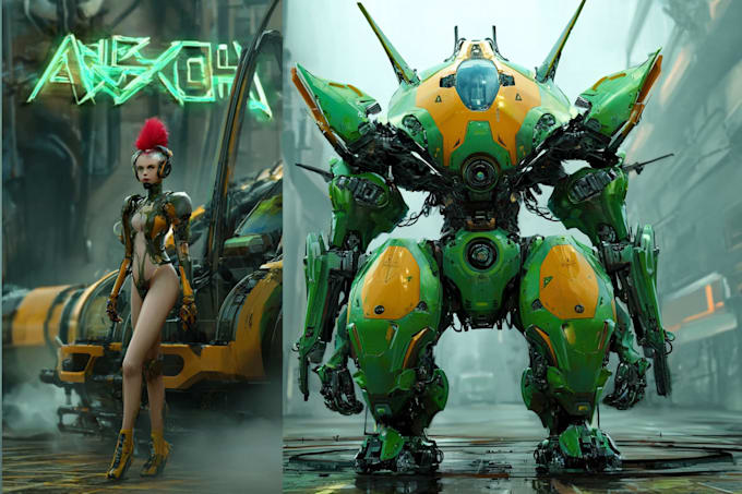 draw mecha robot armor character concept for you
