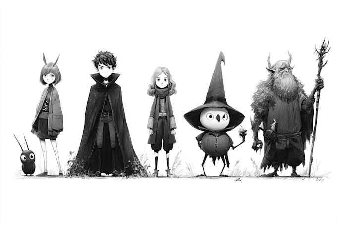 create black and white vector illustrations