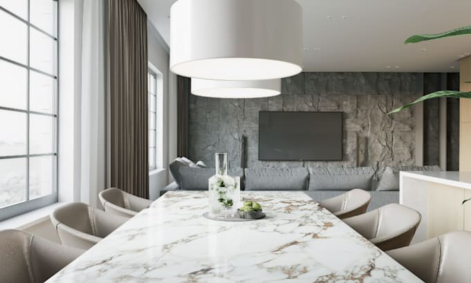 do realistic 3d interior design for apartment, guest house, bedroom,family house
