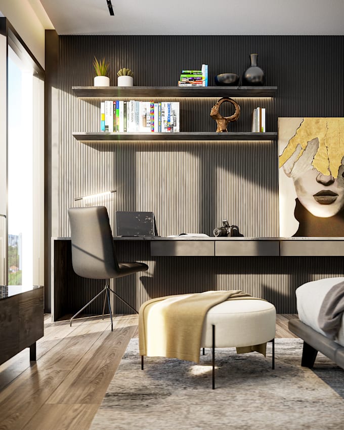 do interior model in sketchup, photo realistic render in d5 and lumion