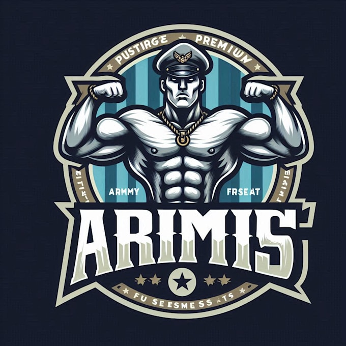 design high quality army fitness mascot logo with t shirt design