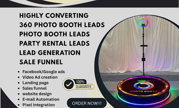 generate 360 photo booth leads event planning leads party rental leads website
