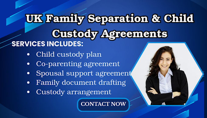 draft UK separation agreement, child custody or co parenting plan