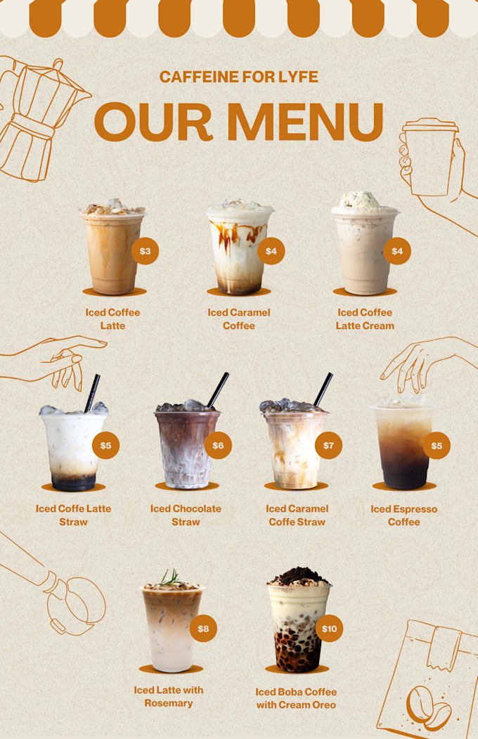 do creative design and promotional coffee shop menu