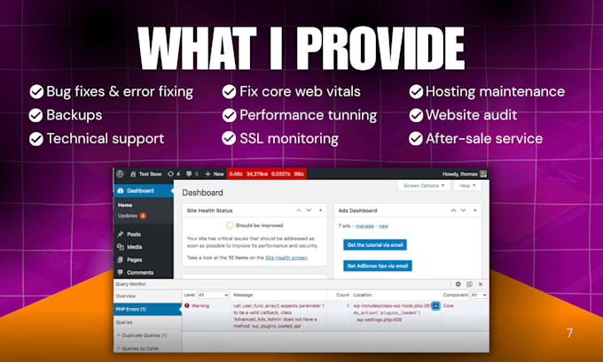 fix core web vitals and monthly wordpress website maintenance