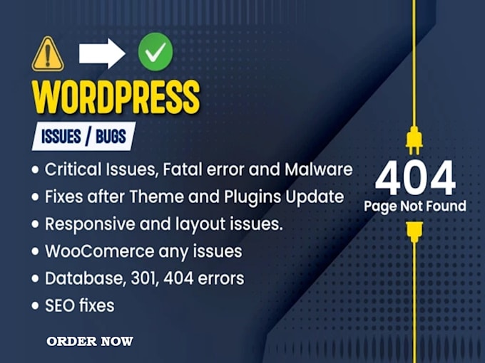 wordpress issues, errors, problems solving within 1 hour