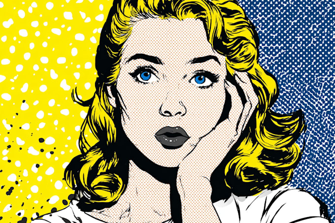 draw a retro pop art roy lichtenstein style