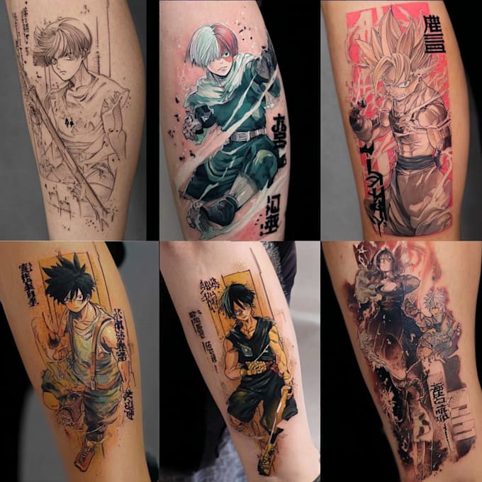 design custom anime tattoo, manga tattoo