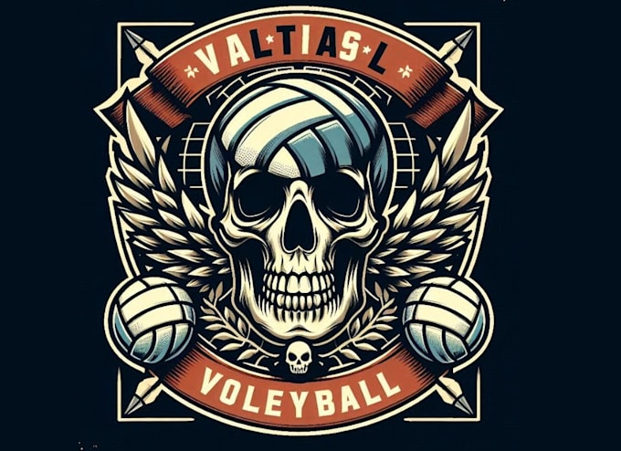 make vintage skull championship volleyball logo