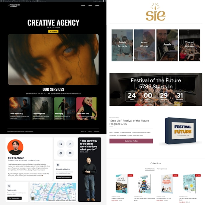 build wordpress website with elementor, kadence,  astra, divi