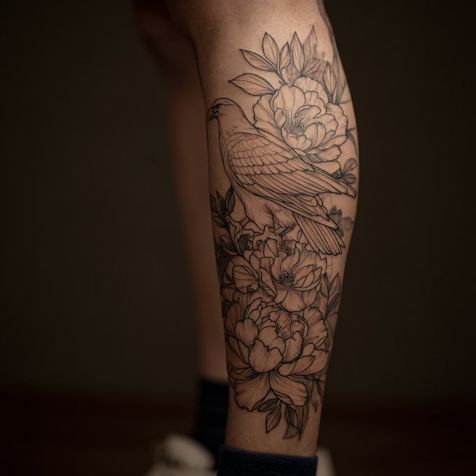 create a tattoo design for leg sleeve