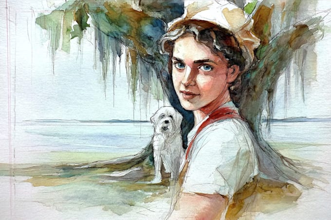 paint a portrait in traditional watercolor technique