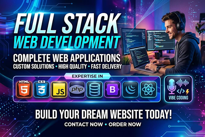 do full stack web development, responsive website design