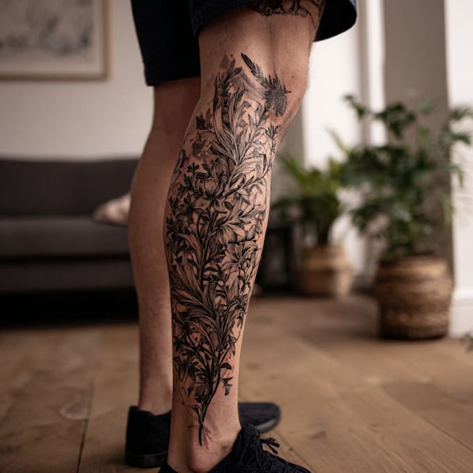 create a tattoo design for leg sleeve
