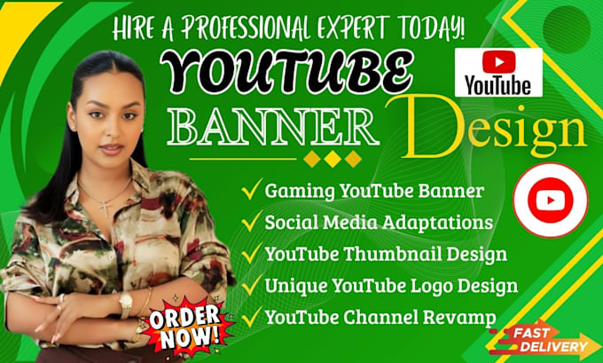 Design you tube channel banner and logo, vtuber banner, yout ube ...