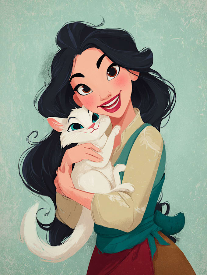 make cartoon pet portrait in disney style illustration