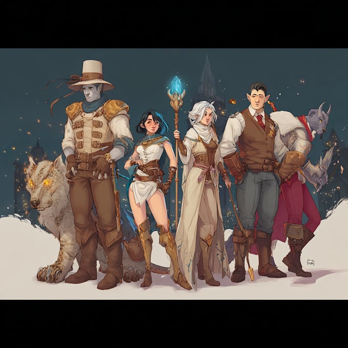 create dnd party art illustration