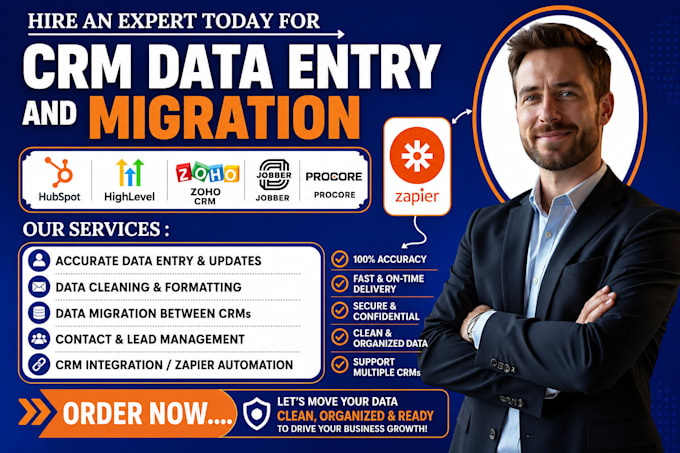 do hubspot gohighlevel zoho CRM jobber, procore data entry and migration