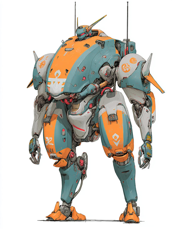 Draw mecha and robot reference sheet in anime style by Beatrizratcliff ...