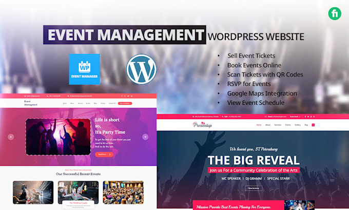 create event ticket selling wordpress website event calendar