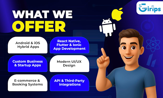 develop cross platform mobile app in react native, flutter, ionic