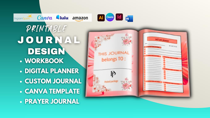 design custom calendar checklist tracker printable journal planner canva kdp pdf