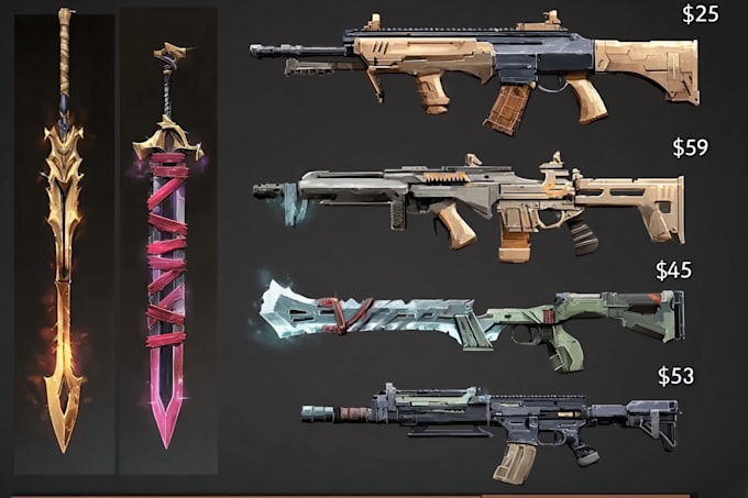 create custom weapon concept designs for your project