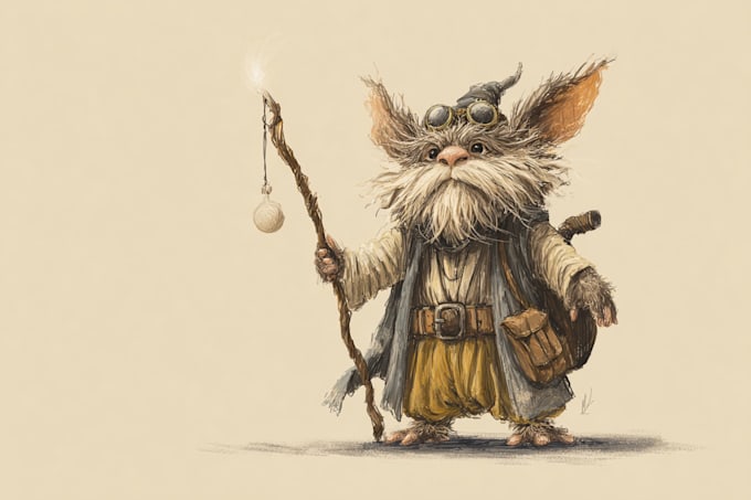 make a digital watercolor character art or furry