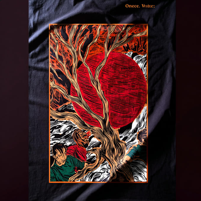 create animal linocut tshirt design for brands