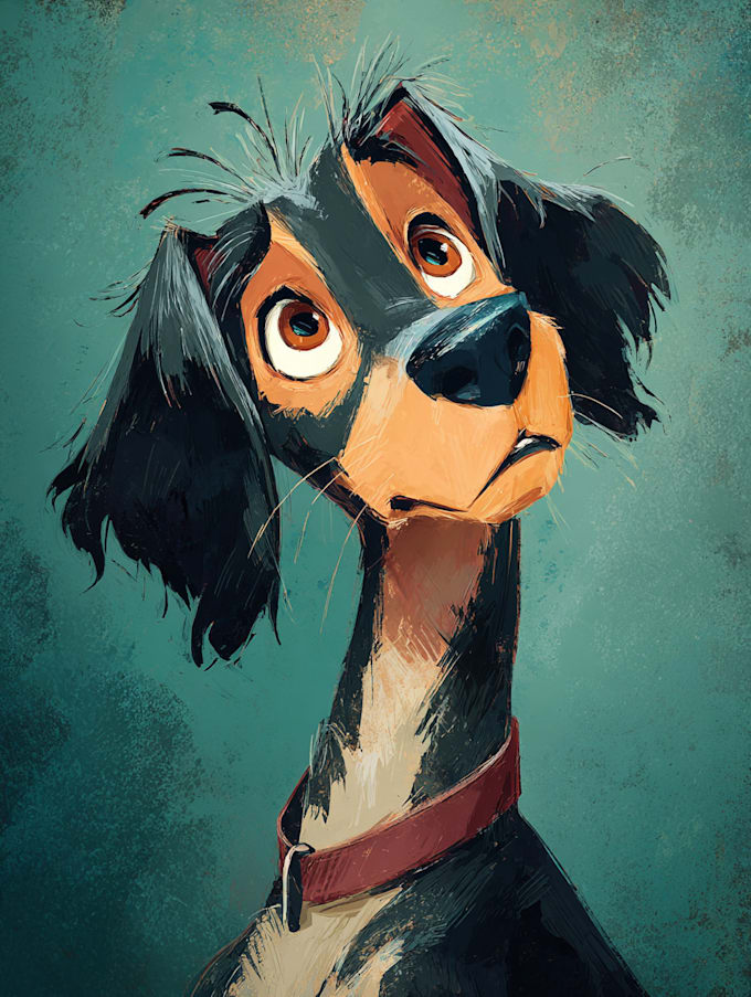 create disney pets portrait illustration in disney style