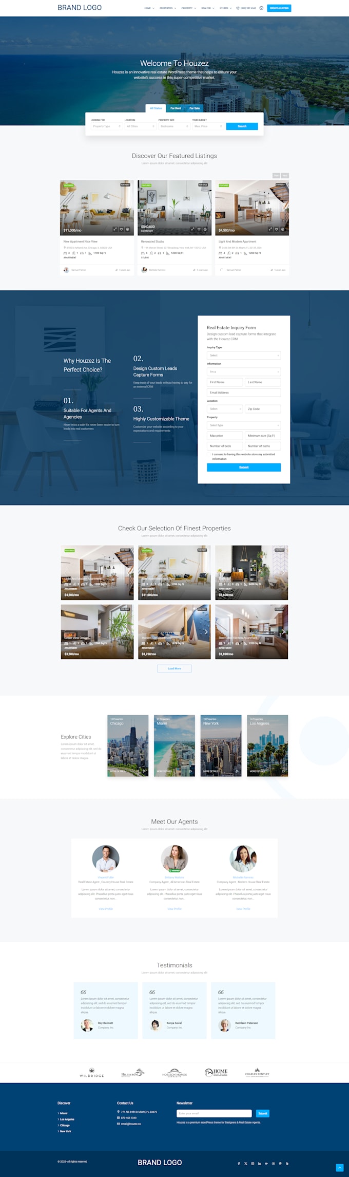 design a modern real estate wordpress website with elementor