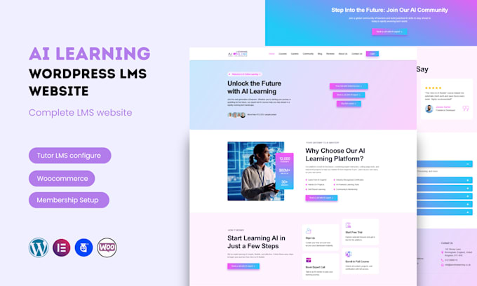 build wordpress elearning lms website with learndash, learnpress